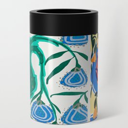 Retro Colorful Flower Market Vintage Floral Abstract Can Cooler