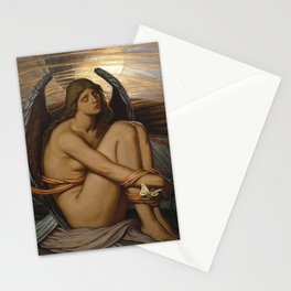 Tortured Souls - Soul in Bondage angelic (close up small version) still life magical realism portrait painting by Elihu Vedder Stationery Card