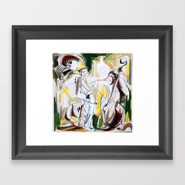 Expressive Musicians Playing Cello Flute Accordion Saxophone drawing Framed Art Print