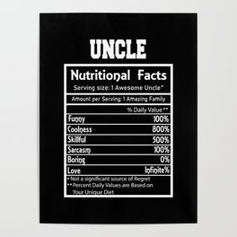 Uncle Nutritional Facts Funny Poster