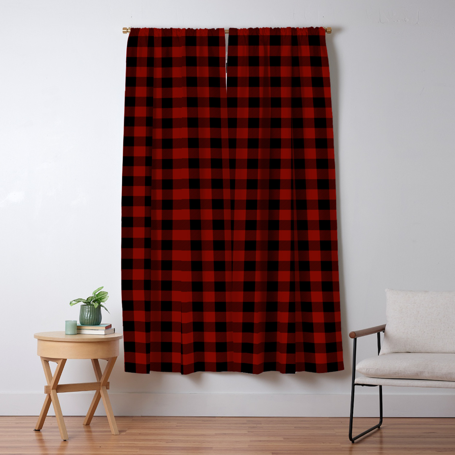 Vintage New England Shaker Barn Red Buffalo Check Plaid Blackout
