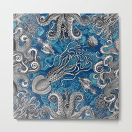 The Kraken (Blue, Square) Metal Print