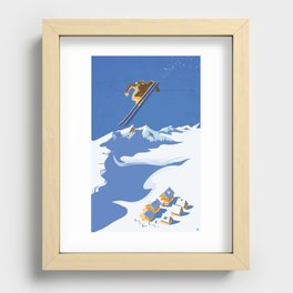 Retro Sky Skier Recessed Framed Print