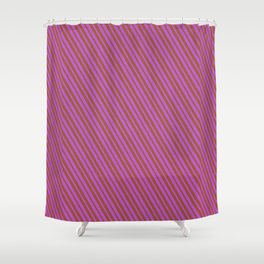 [ Thumbnail: Orchid and Sienna Colored Lines/Stripes Pattern Shower Curtain ]