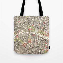 Paris, France City Map Vintage Poster, Eiffel Tower, Notre-Dame, Champs-Elysees, Arc de Triomphe, Latin Quarter Tote Bag