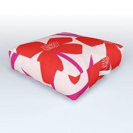 Red and Pink Floral Pattern Outdoor Floor Cushion