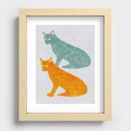 Twin Cats - Green and Orange Recessed Framed Print