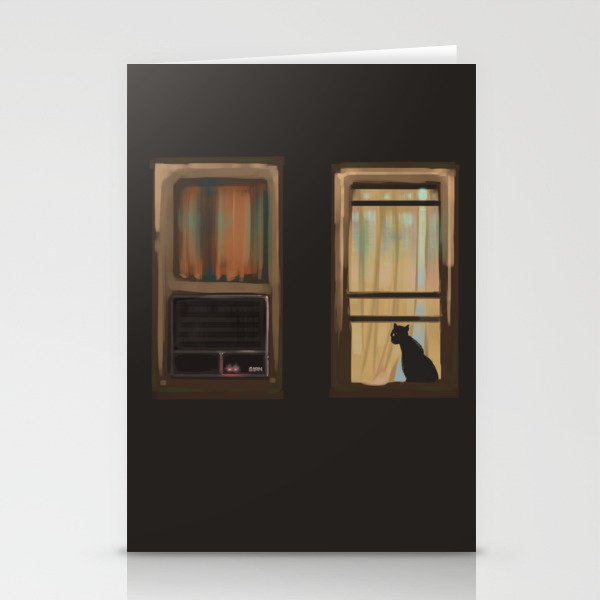 Dark Academia: The Cat on the Window Stationery Cards