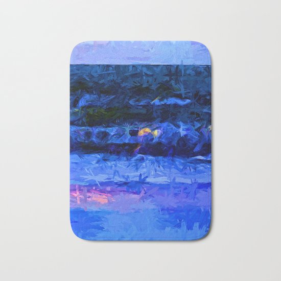 Wild Blue Sea under the Lavender Sky Bath Mat