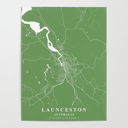 Launceston - Australia Jade Plane Map Poster