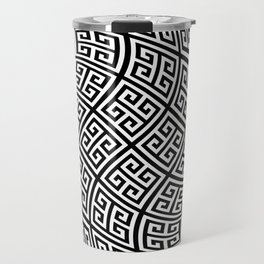 Black and White Greek Key Pattern Liquify Travel Mug