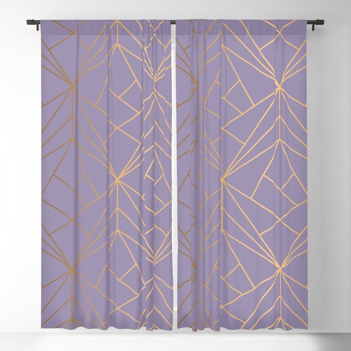 Powder Pastel Purple Geometric Gold Pattern Blackout Curtain