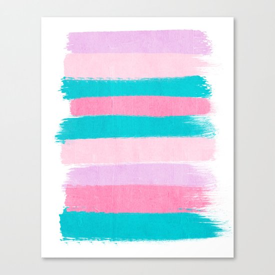 Stripes turquoise pink bright pink pastels beach spring summer trendy color palettes Canvas Print