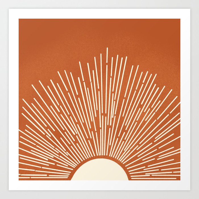 Terracota Minimalist Sun Art Print