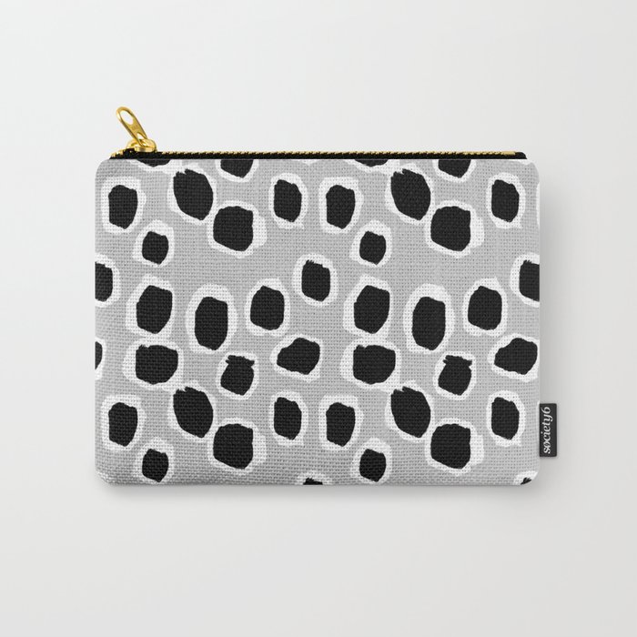 Tess - black and white grey minimal modern abstract dots painting brushstrokes free spirit ink  Carry-All Pouch