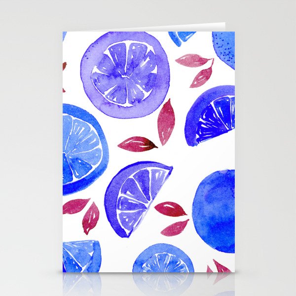 Citrus pattern - blue Stationery Cards
