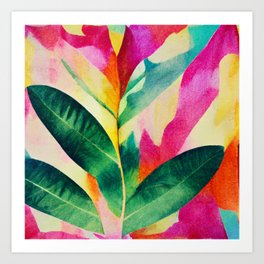 Tropical Vibes: Colorful Abstract Leaf Pattern Art Print