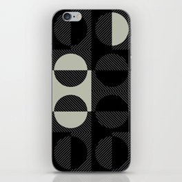 Stripes Circles Squares Mid-Century Checkerboard Black Green White iPhone Skin