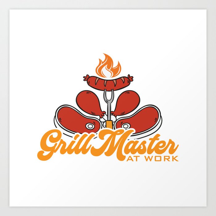 Grill Master At Work BBQ Art Print
