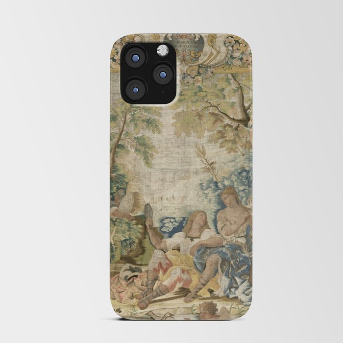 Antique 17th Century Romantic Warrior Italian Tapestry iPhone Card Case