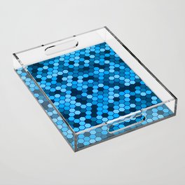 Blue & Black Color Hexagon Honeycomb Design Acrylic Tray