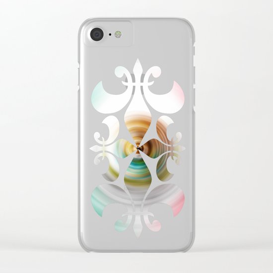 Green, White and Red Swirl Clear iPhone Case