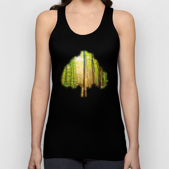 Sunbeams in the forest Unisex Tank Top