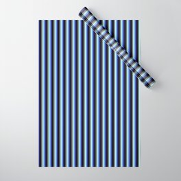 [ Thumbnail: Vibrant Dim Grey, Turquoise, Cornflower Blue, Midnight Blue, and Black Colored Lined Pattern Wrapping Paper ]