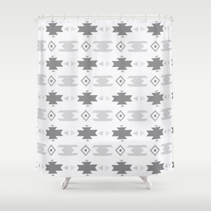 Southwestern Pattern Gray Cream Shower Curtain By Naturemagick