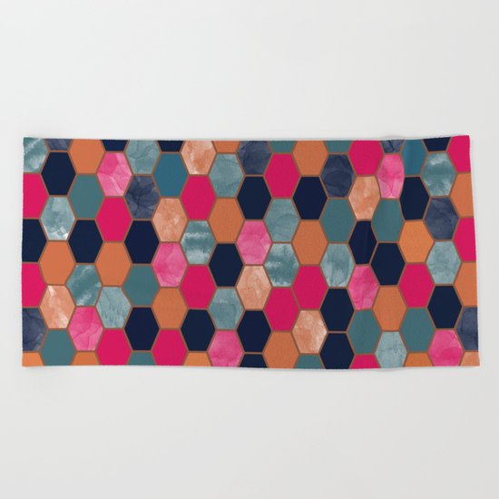 Colorful Honeycomb Beach Towel