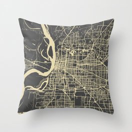 Memphis map yellow Throw Pillow