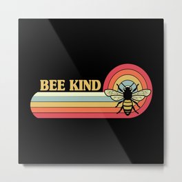 Bee Kind Retro Style Bees Metal Print | Beehive, Bumble, Graphicdesign, Cute Bee, Honey Bee, Bee Protector, Save The Bees, Bees, Honey Comb, Hive 