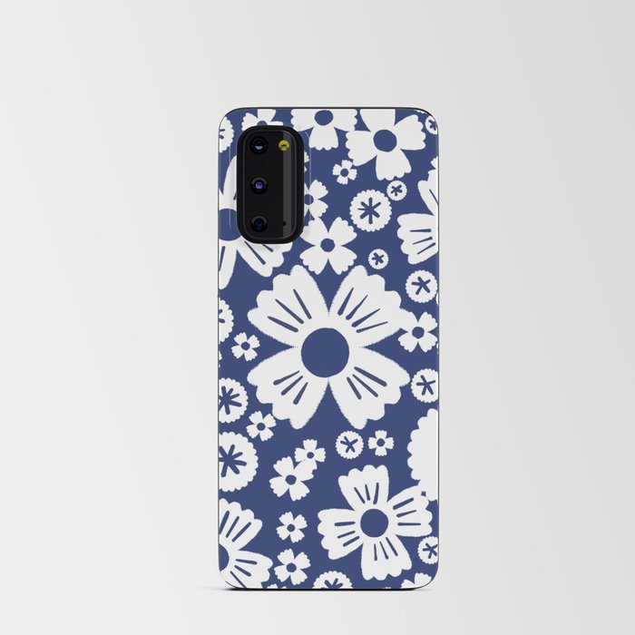Modern Navy Blue Daisy Flowers Android Card Case