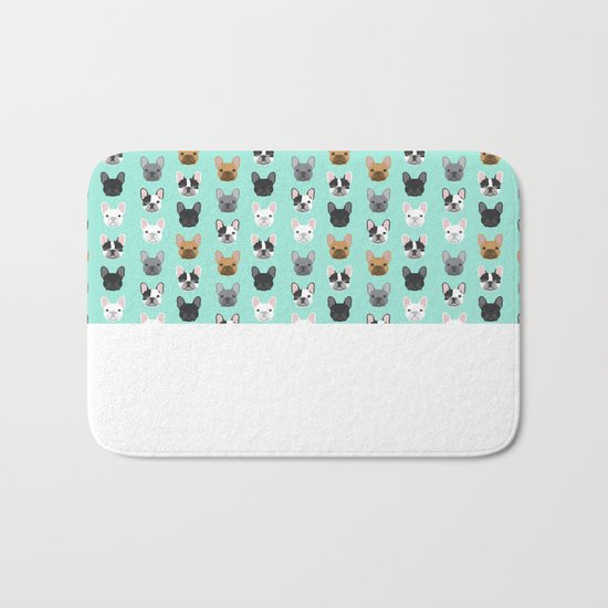 french Bulldog pink pastel cute dog portrait frenchie owner must have gifts dog art breeds Bath Mat
