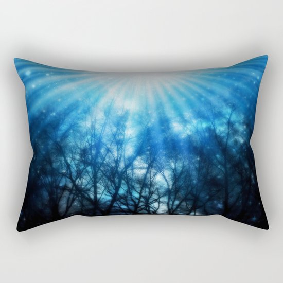 There Is Hope In the Light : Black Trees Blue Space Rectangular Pillow
