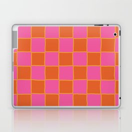 70s Tropical Pink and Orange Checker Grid Laptop Skin