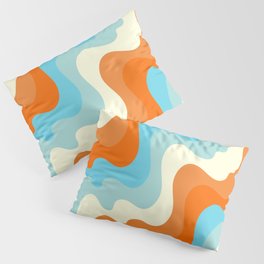 Vintage Summer Palette Mid-Century Minimalist Waves Abstract Art Pillow Sham