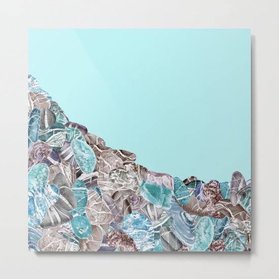 Turquoise Sea Stones Metal Print