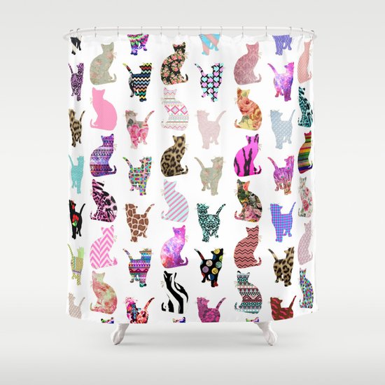 Girly Whimsical Cats Aztec Floral Stripes Pattern Shower