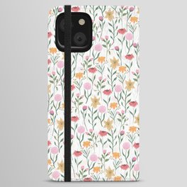Colorful Wildflower Watercolor Design iPhone Wallet Case