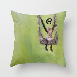 FREEDOM 2 / Day Throw Pillow | Summer, Green, Gold, Acrylic, Outdoor, Swing, Human, Sparkling, Collection, Painting 