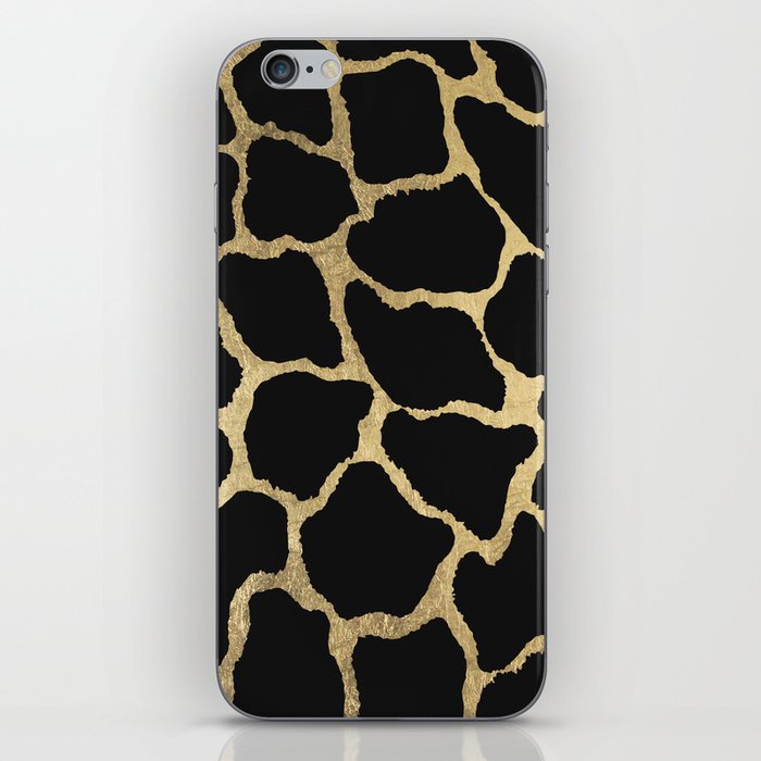 Elegant Abstract Black Gold Giraffe Animal Print iPhone Skin