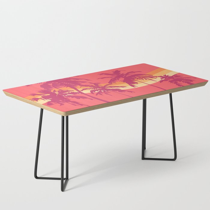 Red Retro Minimalistic Vintage Palm Tree Design  Coffee Table