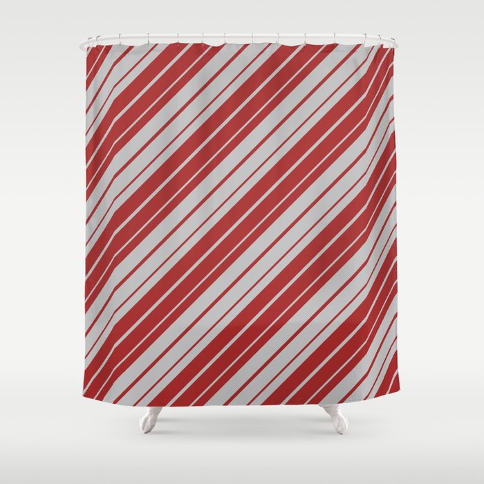 Grey & Brown Colored Stripes Pattern Shower Curtain