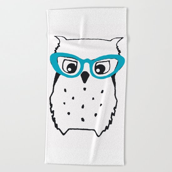 Cute Owl Glasses Beach Towel