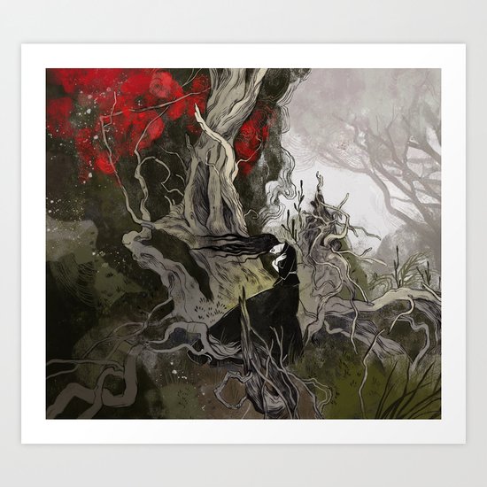 Red Tree Art Print