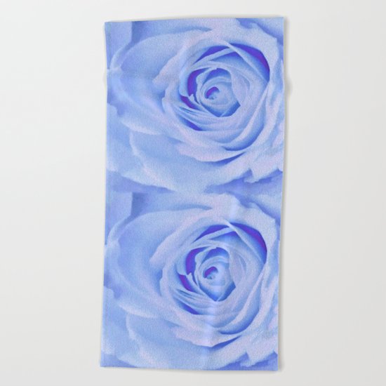 Blue Watercolor Rose Beach Towel