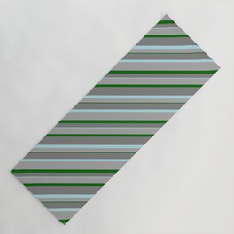 [ Thumbnail: Grey, Powder Blue, Dark Gray, and Dark Green Colored Stripes/Lines Pattern Yoga Mat ]