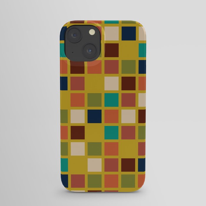 Midcentury Modern Mosaic - Geometric Pattern in Mid Century Mod Olive, Orange, Teal, and Mustard iPhone Case