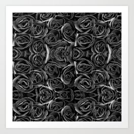 Black Floral Rose Art Print